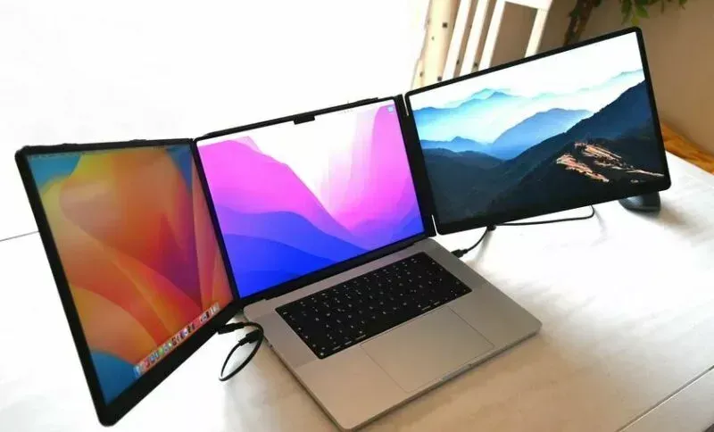 Laptop-mit-faltbarem-Bildschirm