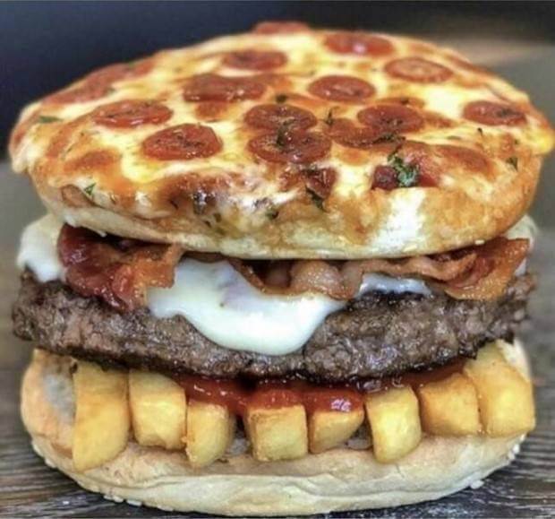 Pizzaburger-Pommes